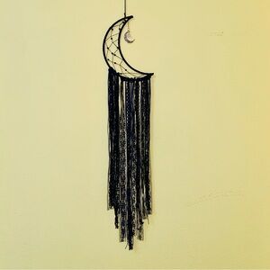 Beautiful black lace bead silver crescent moon gemstone dreamcatcher